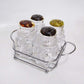 4 Pcs ACRYLIC Kitchen Salt & Pepper Shaker With Stainless Steel Holder