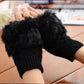 Fancy Winter Wool Gloves for Women Girls Knitting Wool gloves l Keep Warm Short Mitten Fingerless Lady Girl Half Finger Gloves Rabbit Lady hand Gloves